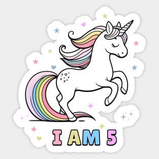 Magical Unicorn Fifth Birthday T-Shirt – Perfect Kids' Party Gif Sticker